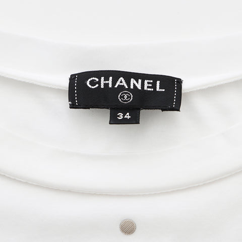 シャネル CHANEL 18A ドット柄 半袖 半袖Ｔシャツ ホワイト WS9402