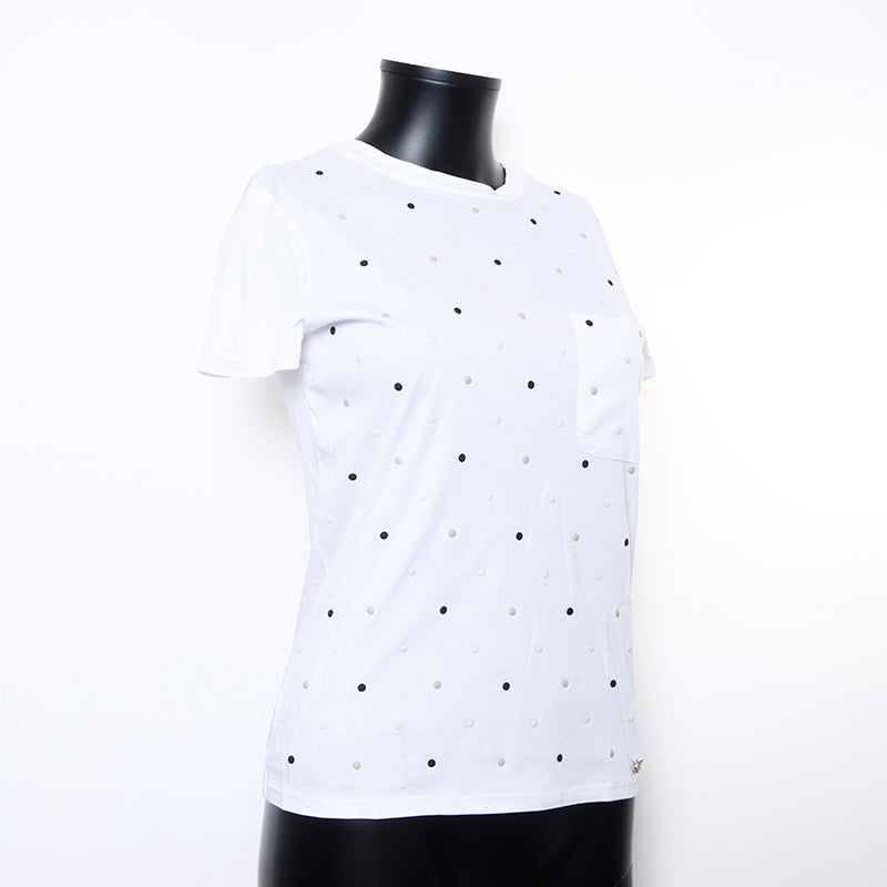 シャネル CHANEL 18A ドット柄 半袖 半袖Tシャツ ホワイト