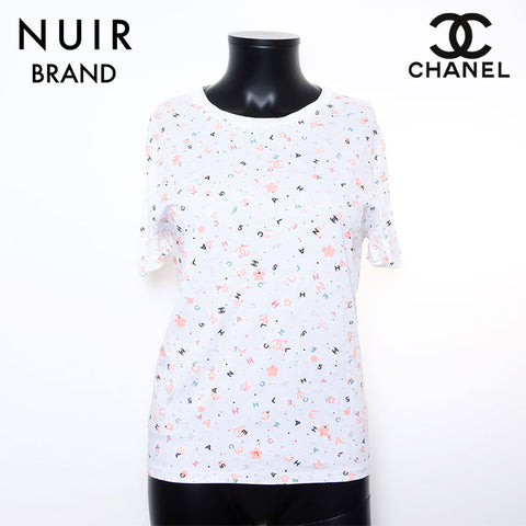 シャネル CHANEL ロゴ 総柄 カットソー 半袖Ｔシャツ ホワイト WS9403