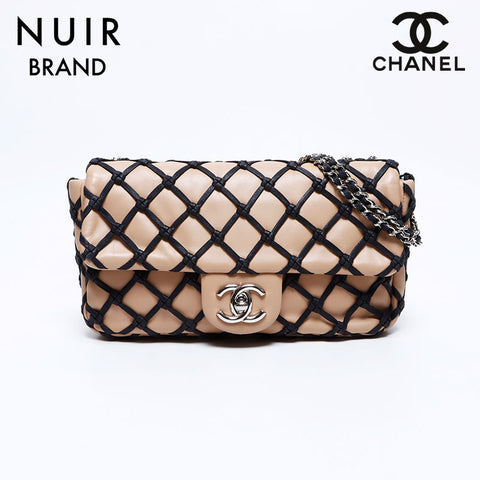 シャネル CHANEL 14番台 編み込み マトラッセ ショルダーバッグ ベージュ WS9413