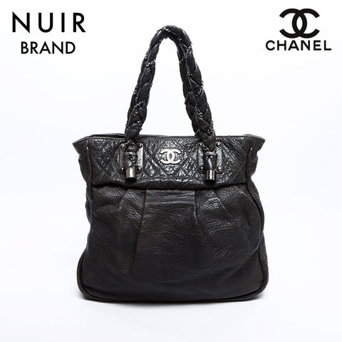 シャネル CHANEL 11番台 ココマーク レザー トートバッグ グレー WS9418