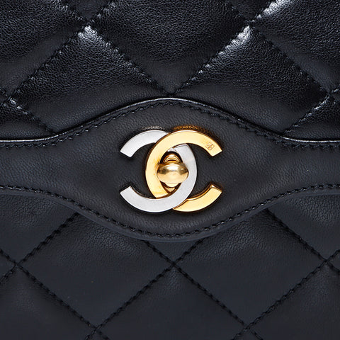 シャネル CHANEL 2番台 ラムスキン チェーン パリ限定　Wフラップ Wショルダー ショルダーバッグ ブラック WS9419