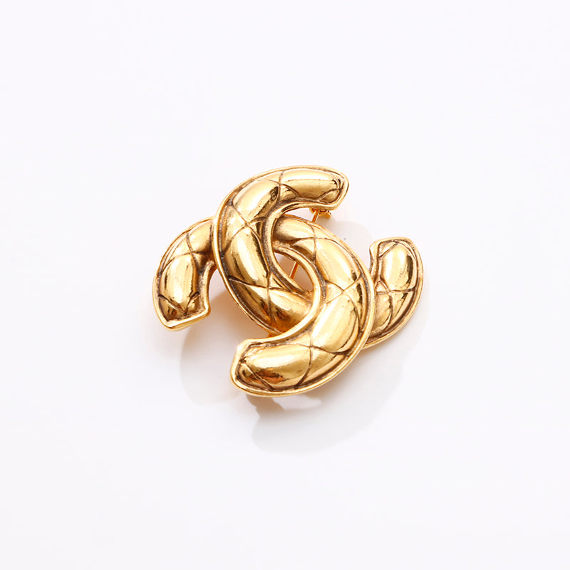 美品【シャネル】ココマーク マトラッセ ブローチ シャネル CHANEL 1970s ココマーク マトラッセ ブローチ