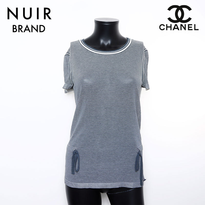 シャネル CHANEL ボーダー シースルー 半袖シャツ ネイビー WS9431 – NUIR VINTAGE