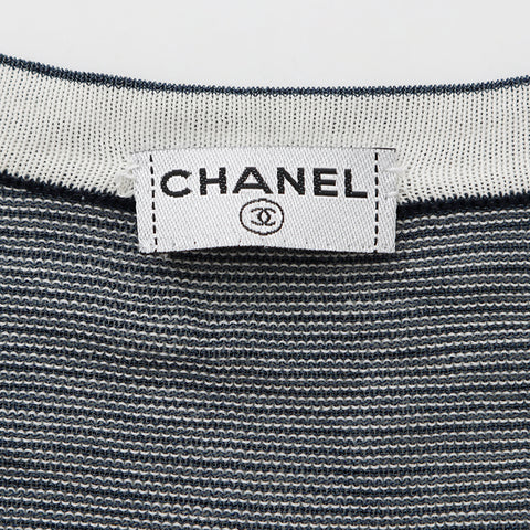 Chanel Chanel à rayures à manches courtes à manches courtes Navy WS9431