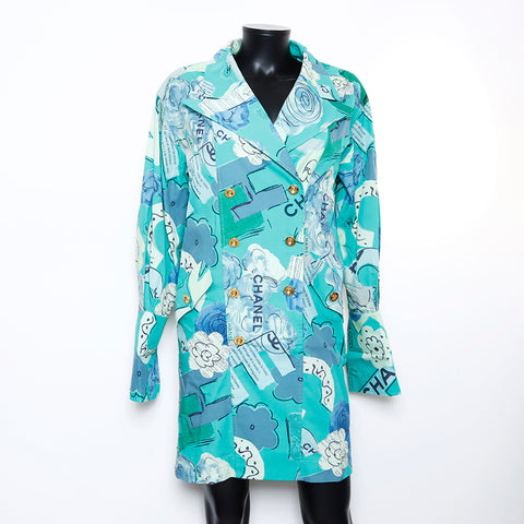 Chanel Coco Mark Print Double Jacket Green WS9436