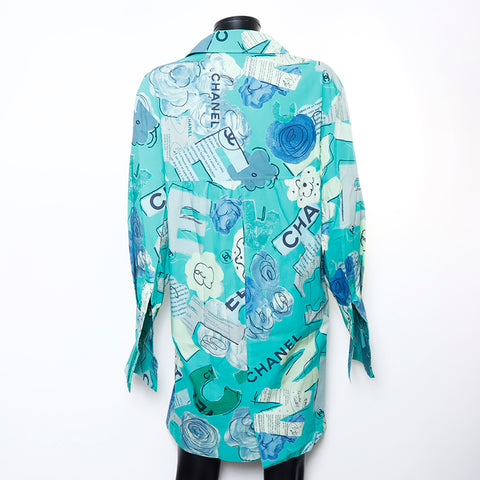 Chanel Coco Mark Print Double Jacket Green WS9436