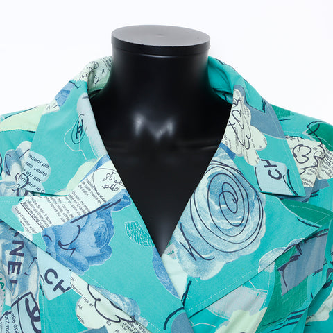 Chanel Coco Mark Print Double Jacket Green WS9436