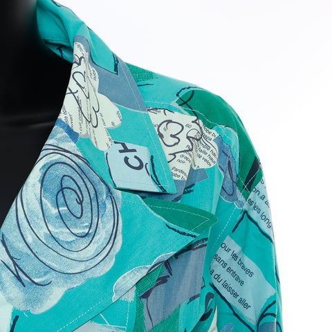 Chanel Coco Mark Print Double Jacket Green WS9436