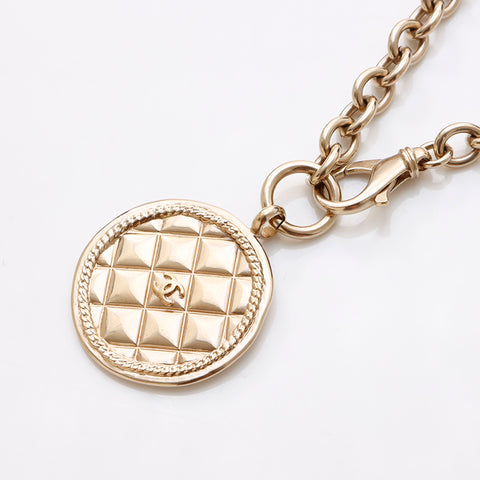 CHANEL B15K COCO Mark Medal Chain Necklace gold WS9442