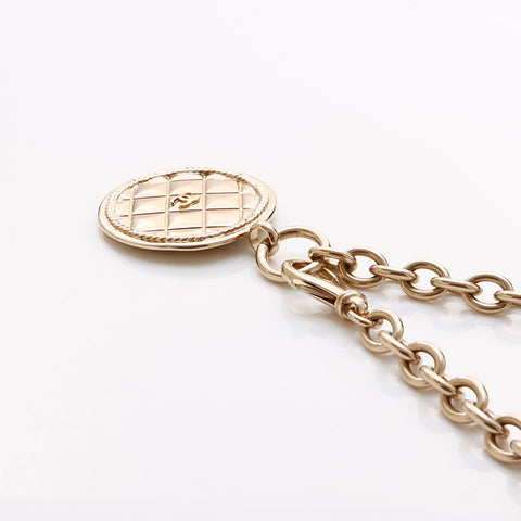 CHANEL B15K COCO Mark Medal Chain Necklace gold WS9442