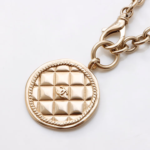 CHANEL B15K COCO Mark Medal Chain Necklace gold WS9442
