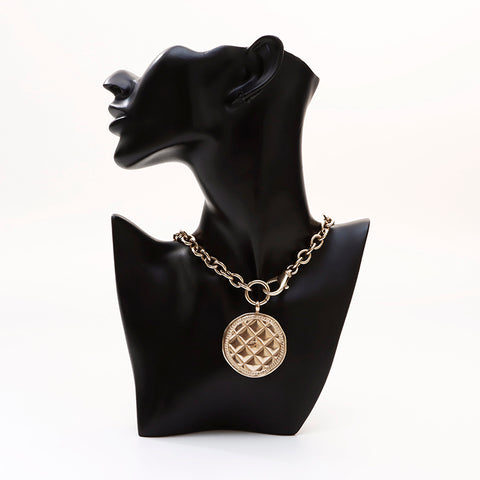 CHANEL B15K COCO Mark Medal Chain Necklace gold WS9442