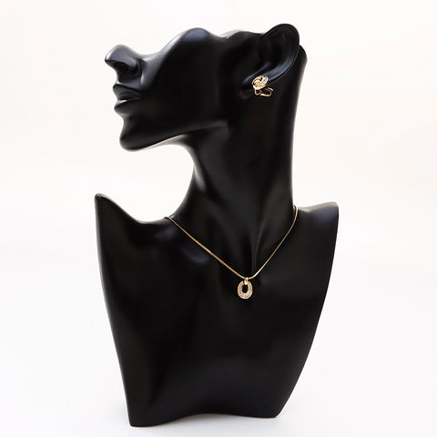 Christian Dior Vintage Rhinestone Necklace Set Earring gold WS9444