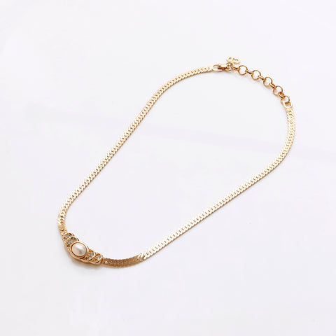 克里斯蒂安·迪奥（Christian Dior）复古树脂珍珠水钻项链黄金WS9455