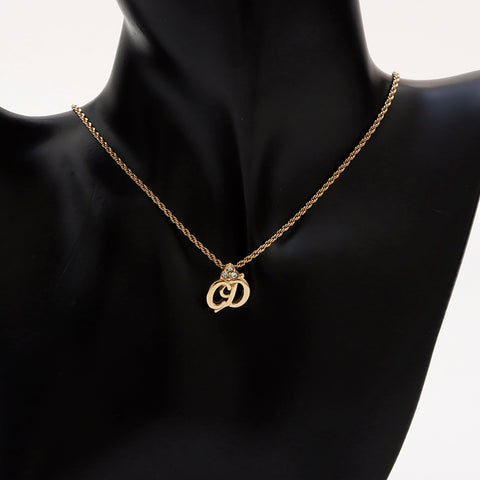 克里斯蒂安·迪奥（Christian Dior）老式CD徽标水钻项链金WS9459