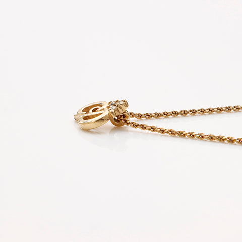 Christian Dior Vintage CD Logo Rhinestone Necklace gold WS9459