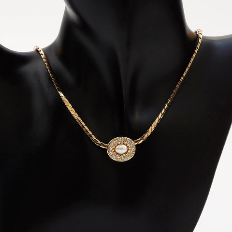 基督教Dior复古水钻项链金WS9463