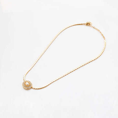 基督教Dior复古水钻项链金WS9463