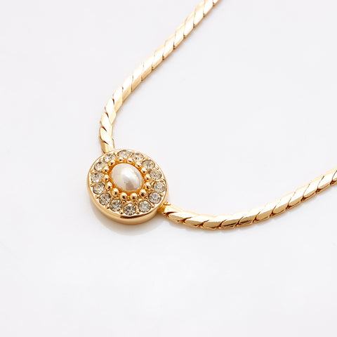 基督教Dior复古水钻项链金WS9463