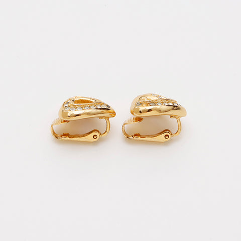 Christian Dior Vintage Rhinestone Heart Earring gold WS9466