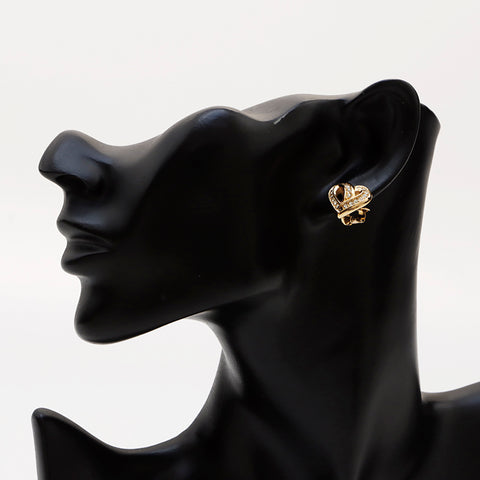 Christian Dior Vintage Rhinestone Heart Earring gold WS9466