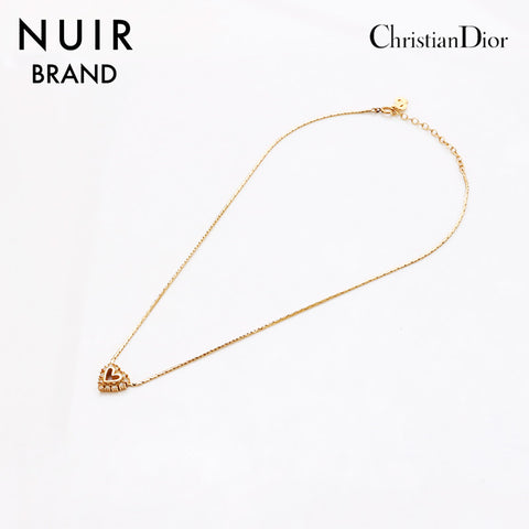 クリスチャンディオール Christian Dior ヴィンテージ ラインストーン ハート ネックレス ゴールド WS9472