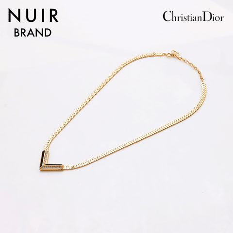 クリスチャンディオール Christian Dior ヴィンテージ ラインストーン ネックレス ゴールド WS9474