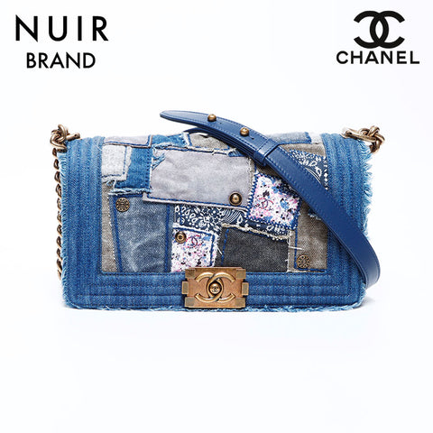 シャネル CHANEL 21番台 ボーイシャネル デニム チェーン 25 ショルダーバッグ ブルー WS9478