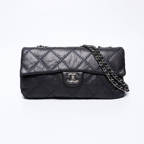 シャネル CHANEL 15番台 ワイルドスティッチ チェーン ショルダーバッグ グレー WS9479