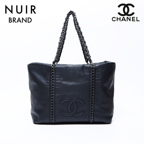 Chanel Chanel Nr. 10 Kette Coco Mark -Einkaufstasche Schwarz WS9482