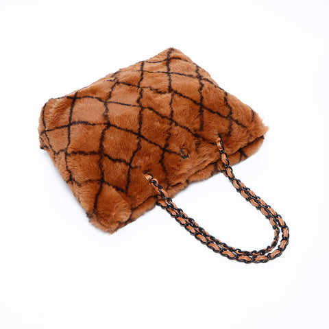 Chanel Chanel Nr. 6 Pelzketten Umhängetasche brauner WS9483