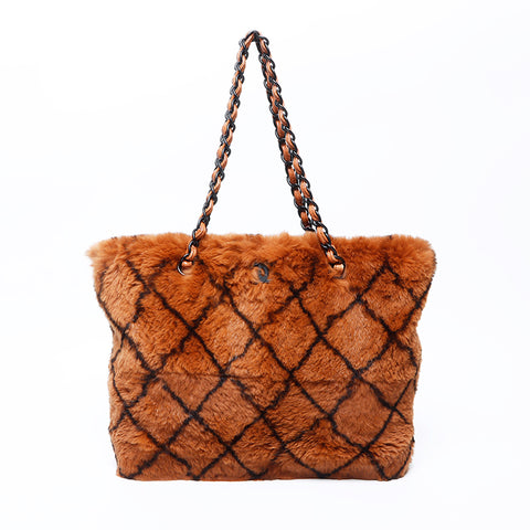 Chanel Chanel Nr. 6 Pelzketten Umhängetasche brauner WS9483