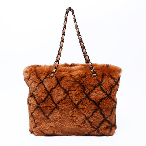 Chanel Chanel Nr. 6 Pelzketten Umhängetasche brauner WS9483