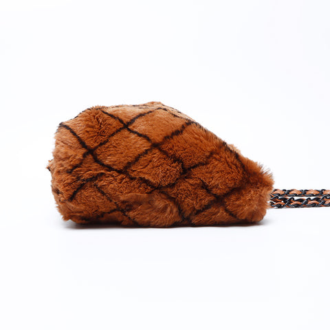 Chanel Chanel Nr. 6 Pelzketten Umhängetasche brauner WS9483