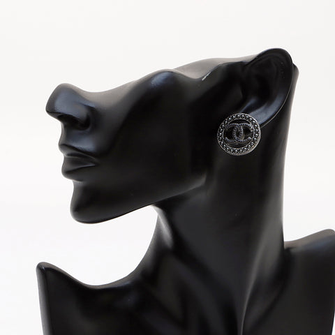 Chanel A17可可马克圆形耳环银WS9564