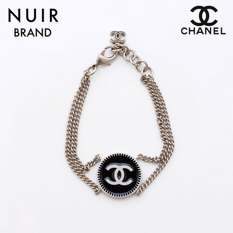 シャネル CHANEL 06P ココマーク ラウンド ブレスレット シルバー ブラック WS9566