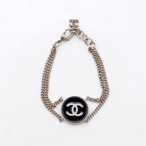 シャネル CHANEL 06P ココマーク ラウンド ブレスレット シルバー ブラック WS9566