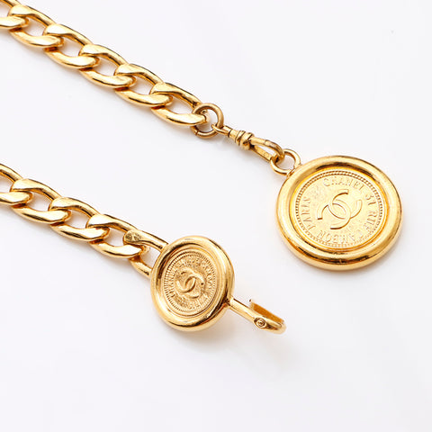 Chanel Chanel 1970年代可可Mark圆形皮带金WS9574