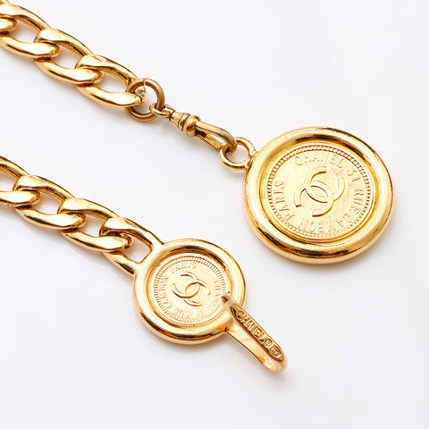 Chanel Chanel 1970年代可可Mark圆形皮带金WS9574