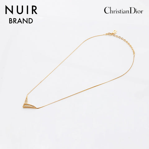 クリスチャンディオール Christian Dior ビンテージ ラインストーン ネックレス ゴールド WS9577