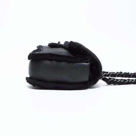 Chanel Chanel Nr. 9 Matelasse Mouton Doppelketten -Umhängetasche Schwarz WS9600