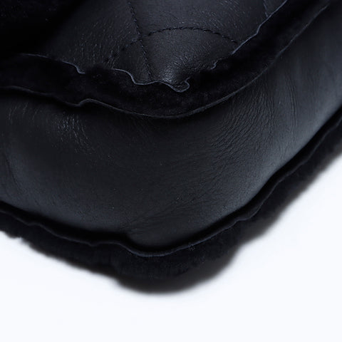 Chanel Chanel Nr. 9 Matelasse Mouton Doppelketten -Umhängetasche Schwarz WS9600