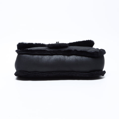 Chanel Chanel Nr. 9 Matelasse Mouton Doppelketten -Umhängetasche Schwarz WS9600