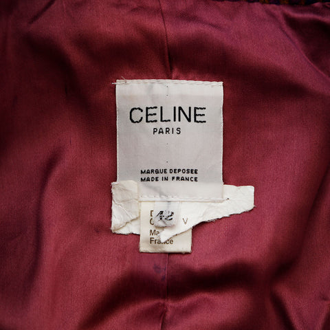 セリーヌ CELINE 総柄 ヴィンテージ Size12 コート ネイビー ブラウン WS9601