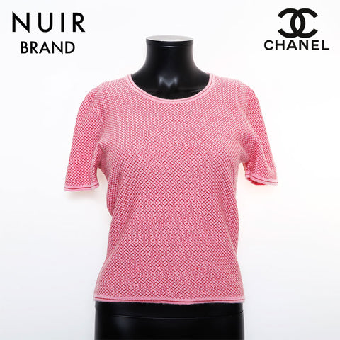 シャネル CHANEL Size42 カシミア混 ラメ 01C 半袖Ｔシャツ ピンク WS9604