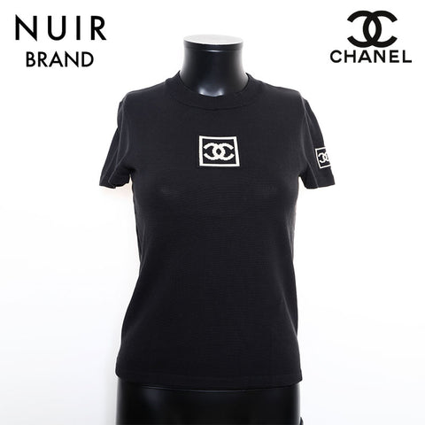 シャネル CHANEL スポーツライン ココマーク コットンニット 03A Size36 半袖Ｔシャツ ブラック WS9606