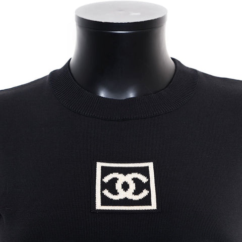 シャネル CHANEL スポーツライン ココマーク コットンニット 03A Size36 半袖Ｔシャツ ブラック WS9606