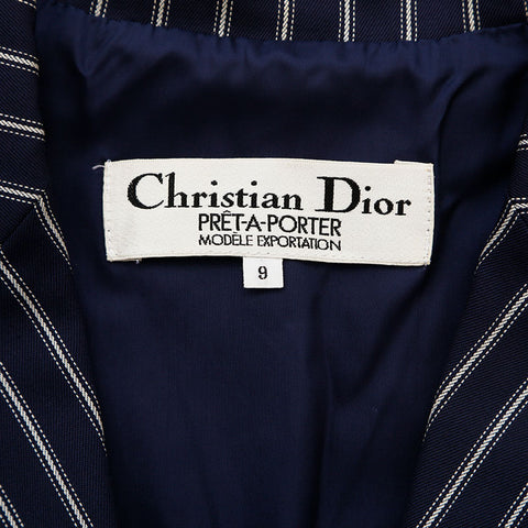 クリスチャンディオール Christian Dior Size9 ストライプ ダブル ジャケット ネイビー WS9607