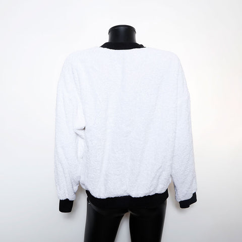 Chanel Pile Brand Logo Black Pile Towel Sweatshirt White WS9608